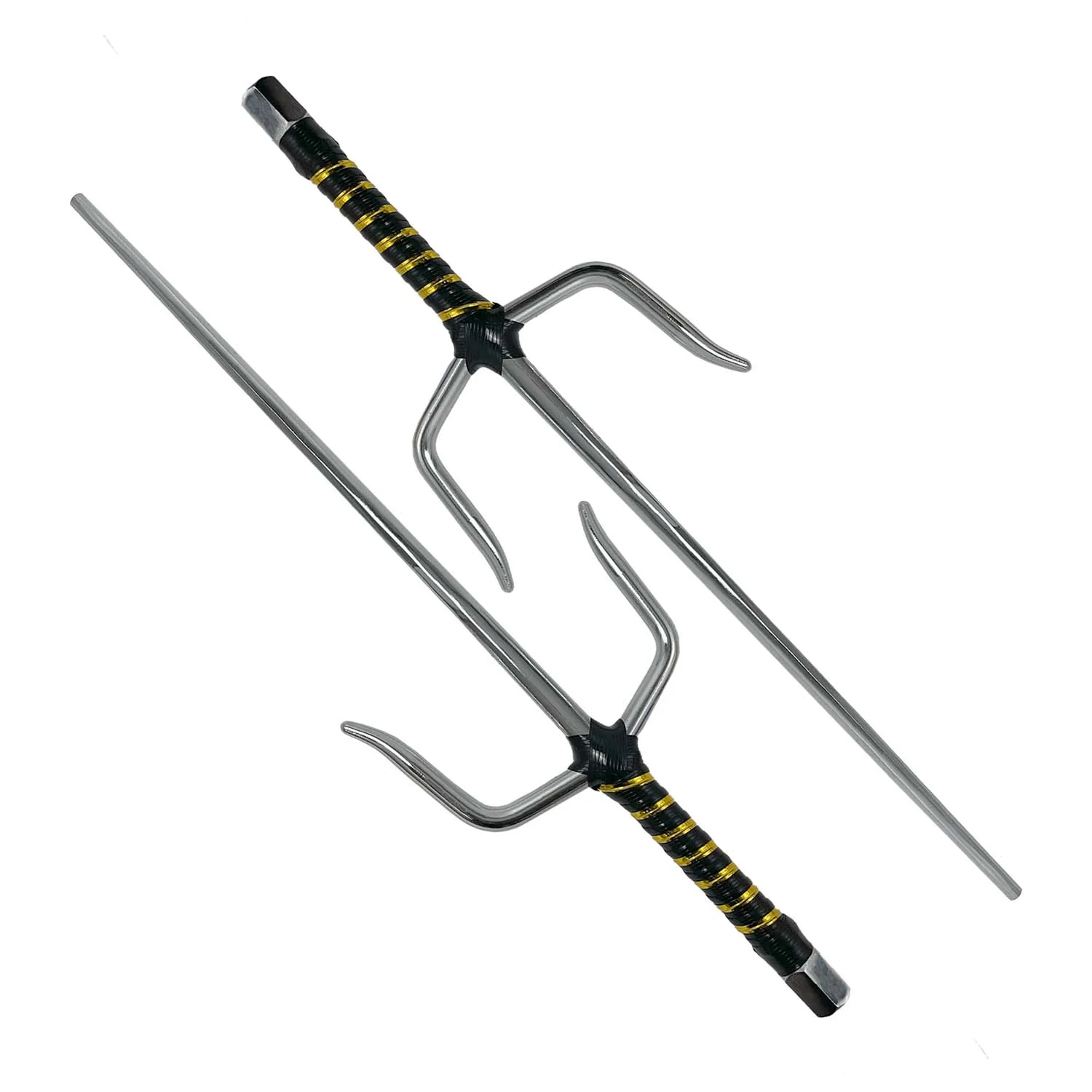 19" Chrome Sai with Black & Gold Plastic Wrapped Handle