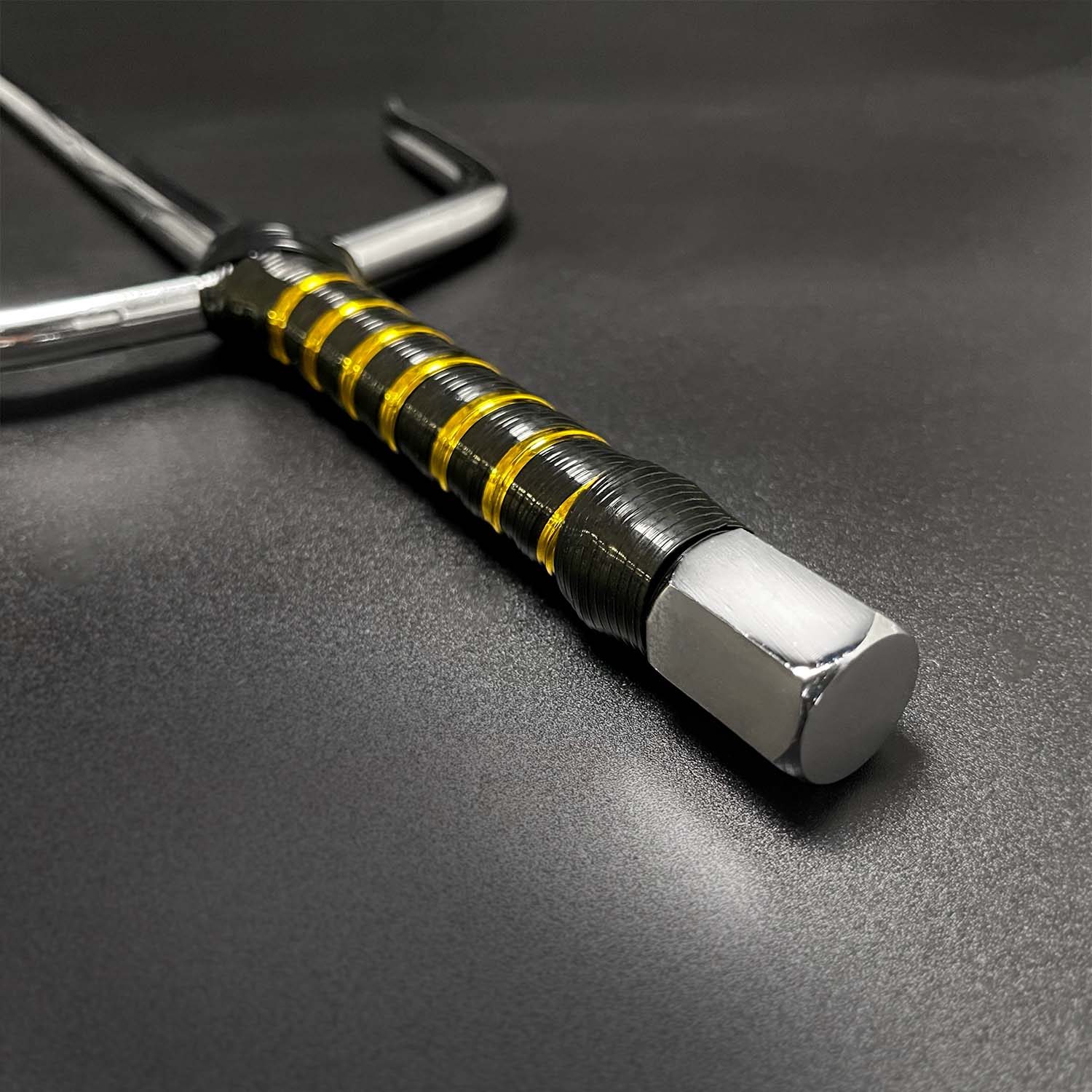 19" Chrome Sai with Black & Gold Plastic Wrapped Handle - Image 5