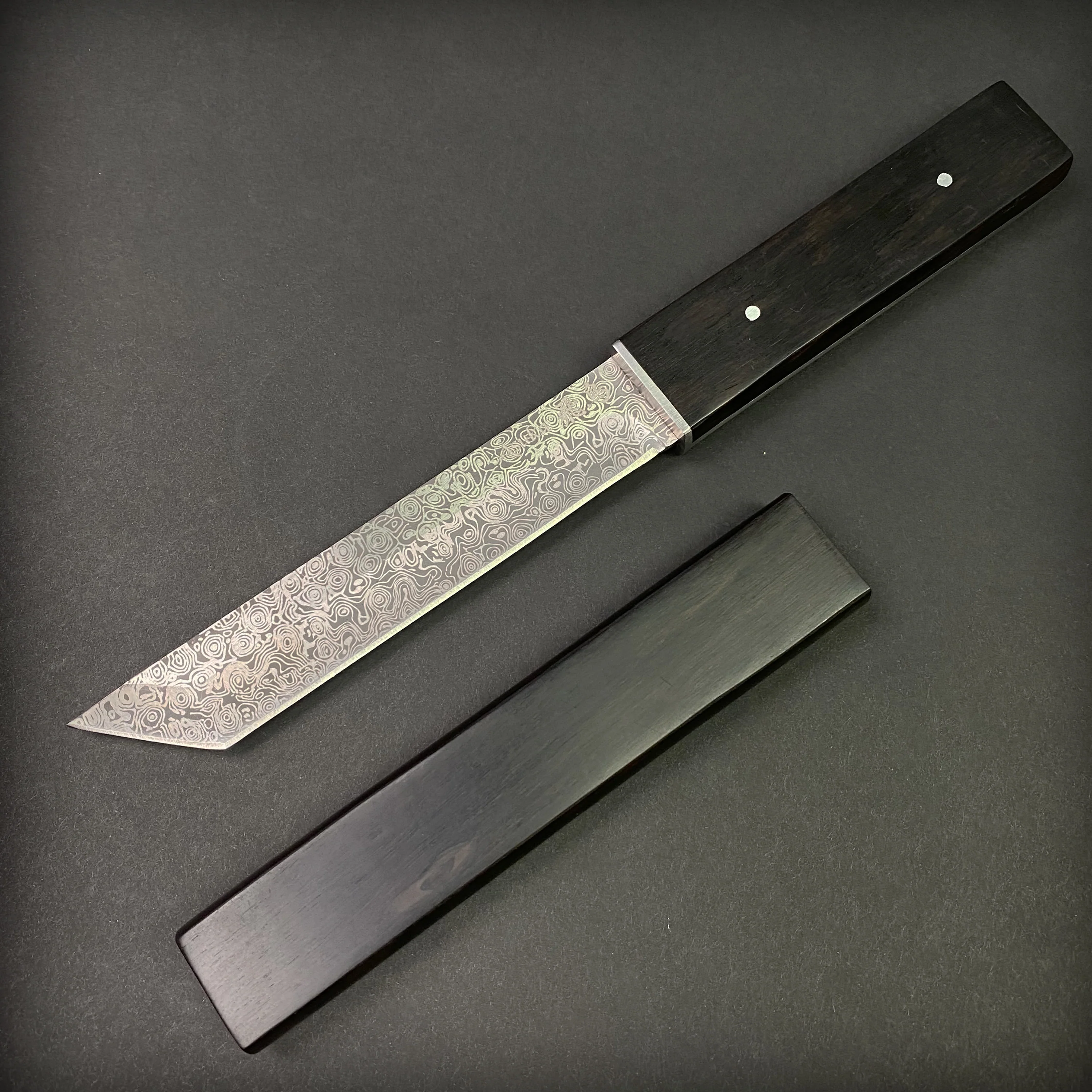 Asuka Modern Tanto with Damascus Pattern on Blade - Image 6
