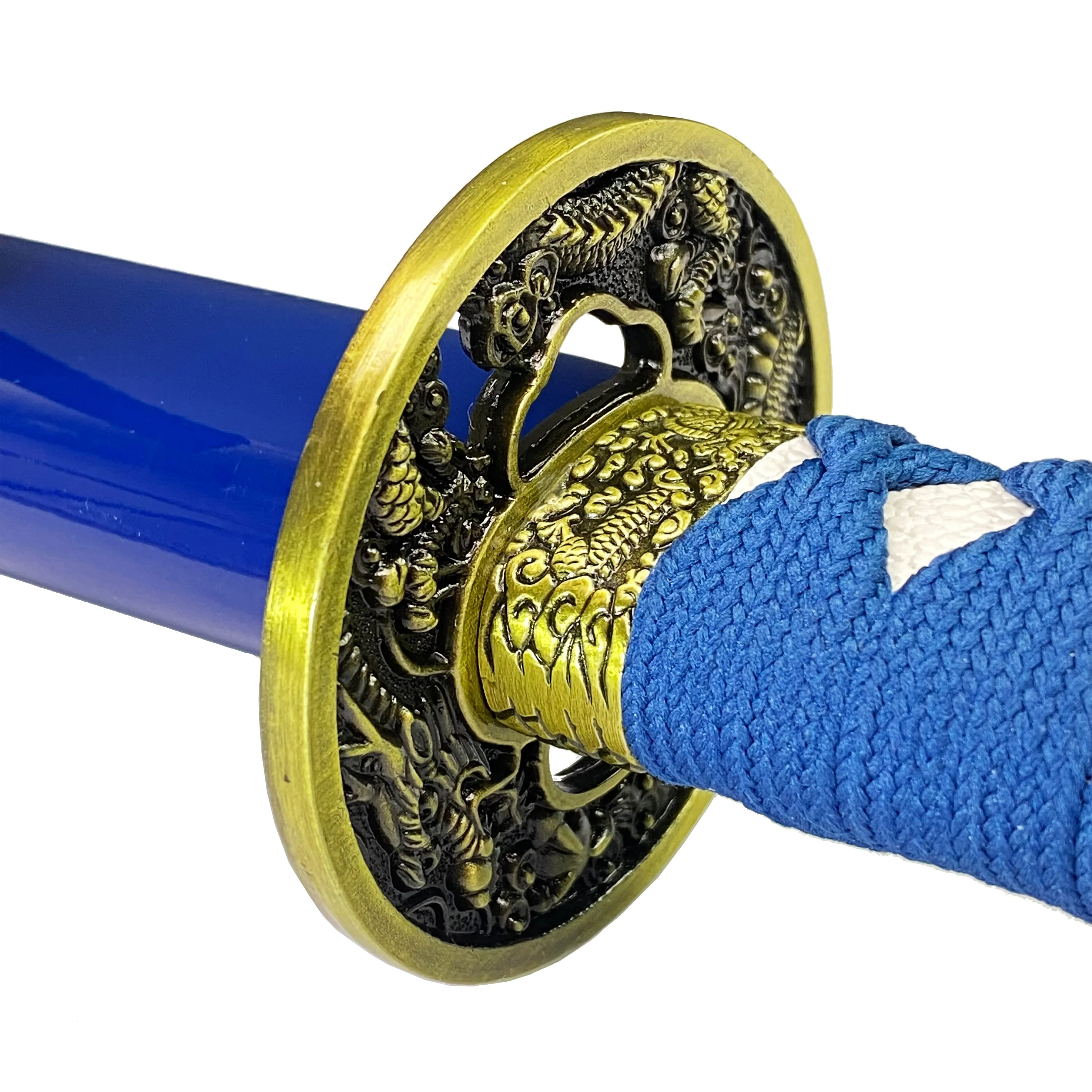 Bishamon Samurai Sword Blue Dragon Scabbard W/ Stand - Image 4
