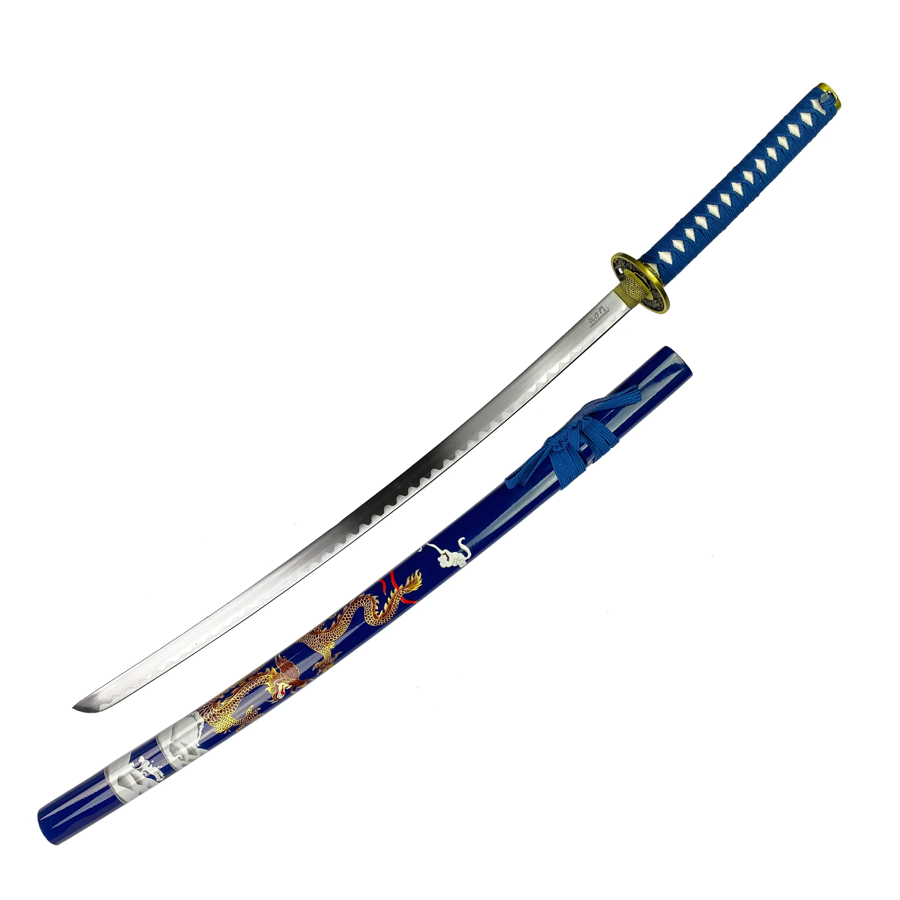 Bishamon Samurai Sword Blue Dragon Scabbard W/ Stand - Image 5