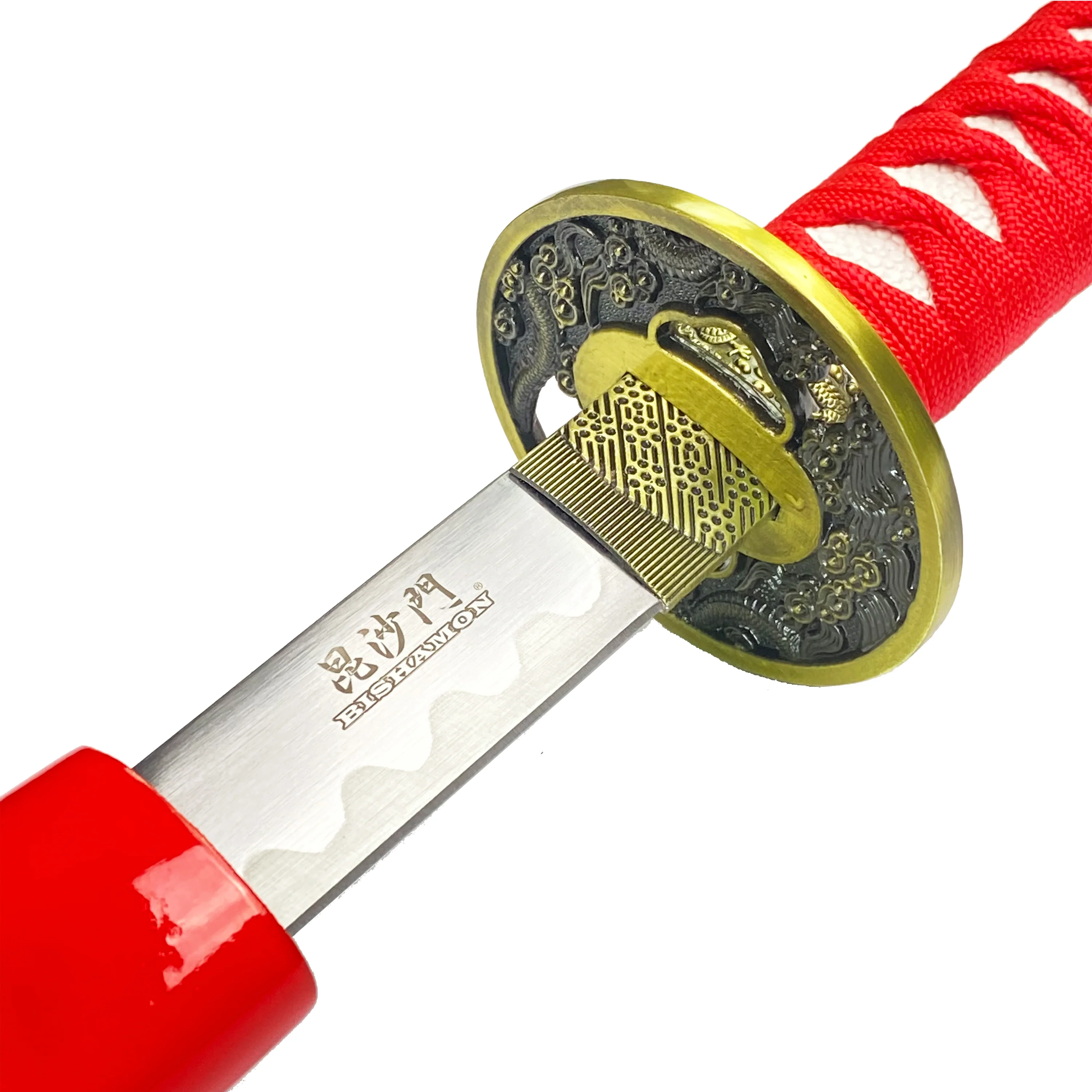 Bishamon Samurai Sword Red Dragon Scabbard W/ Stand - Image 4