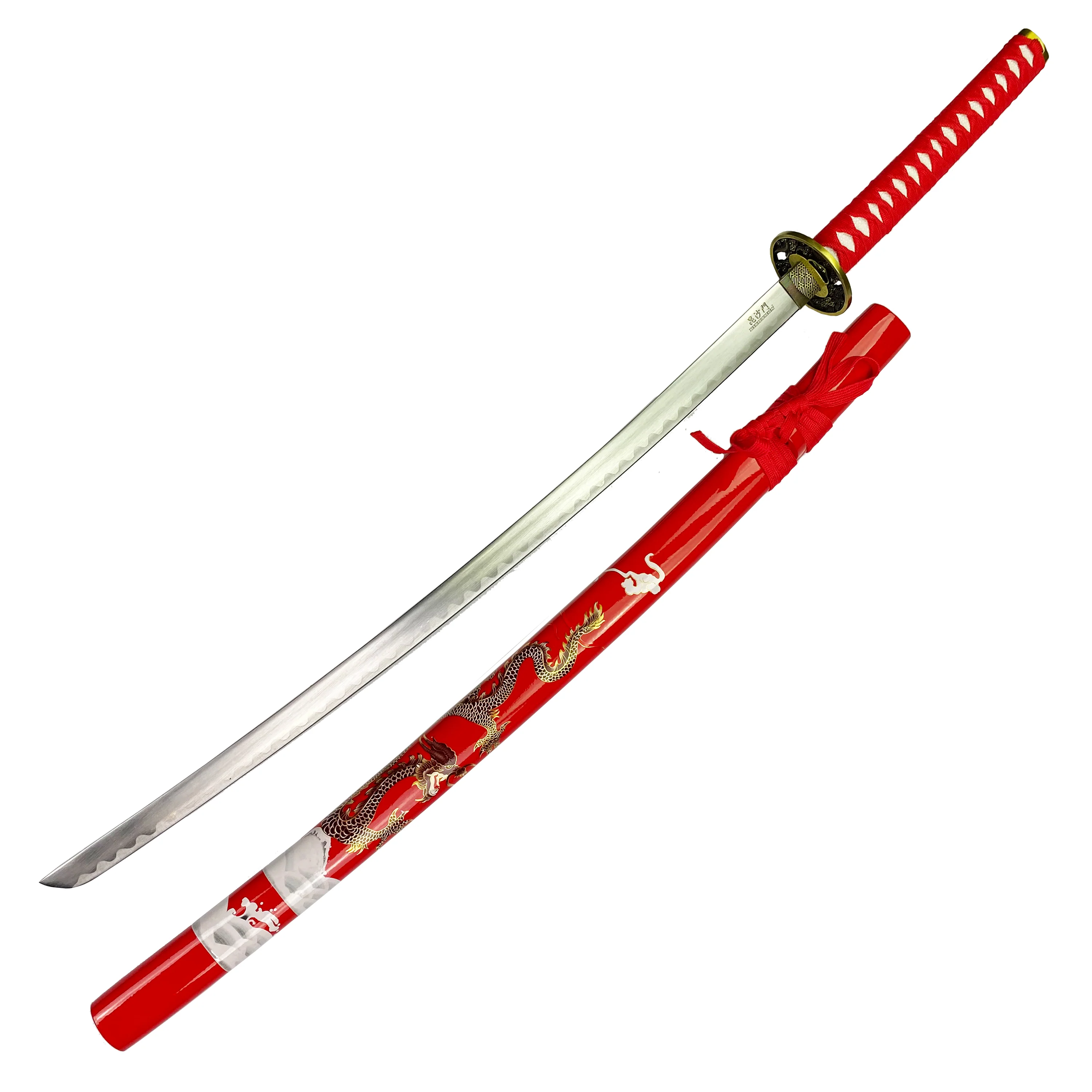 Bishamon Samurai Sword Red Dragon Scabbard W/ Stand - Image 5