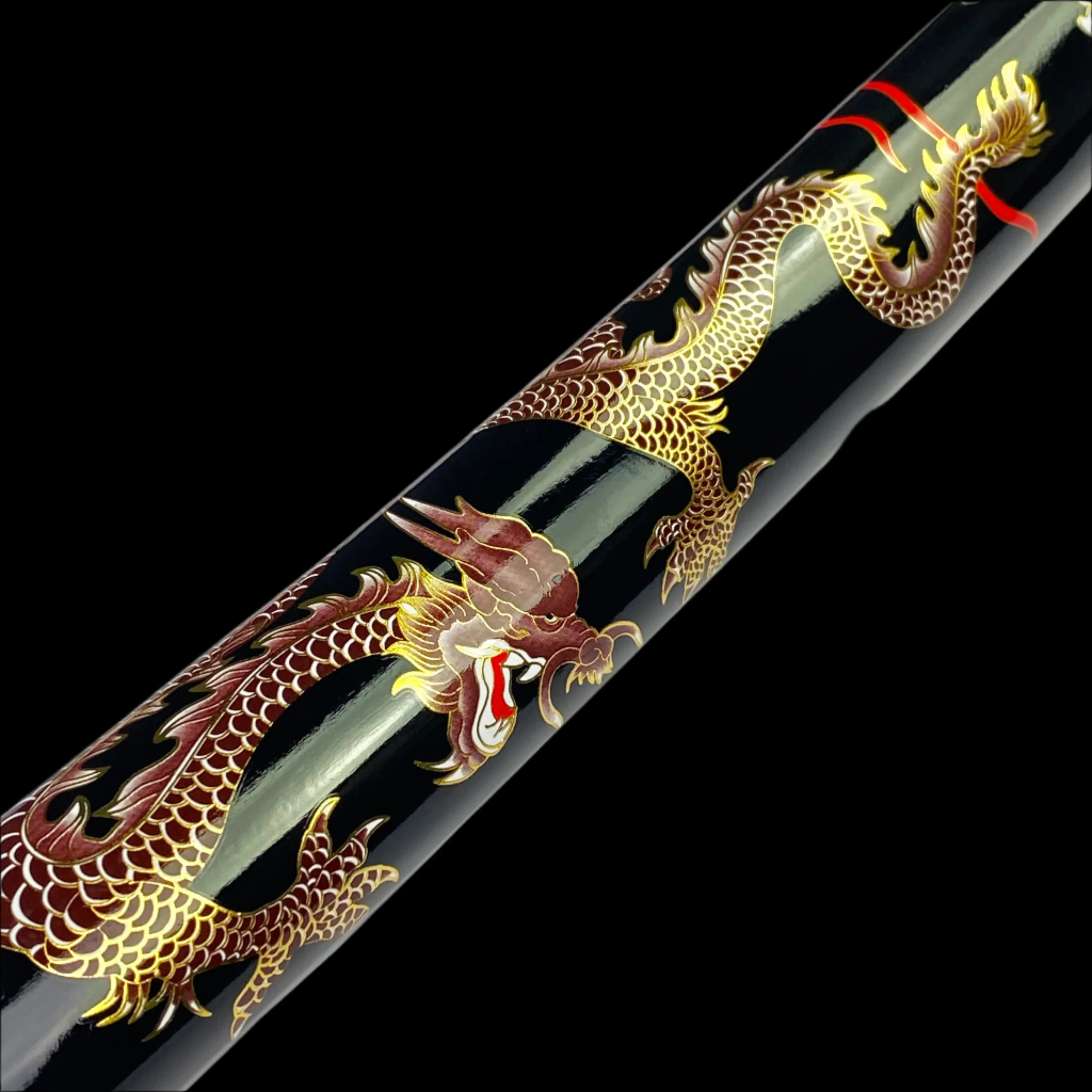 Bishamon Samurai Sword Black Dragon Scabbard W/ Stand - Image 4