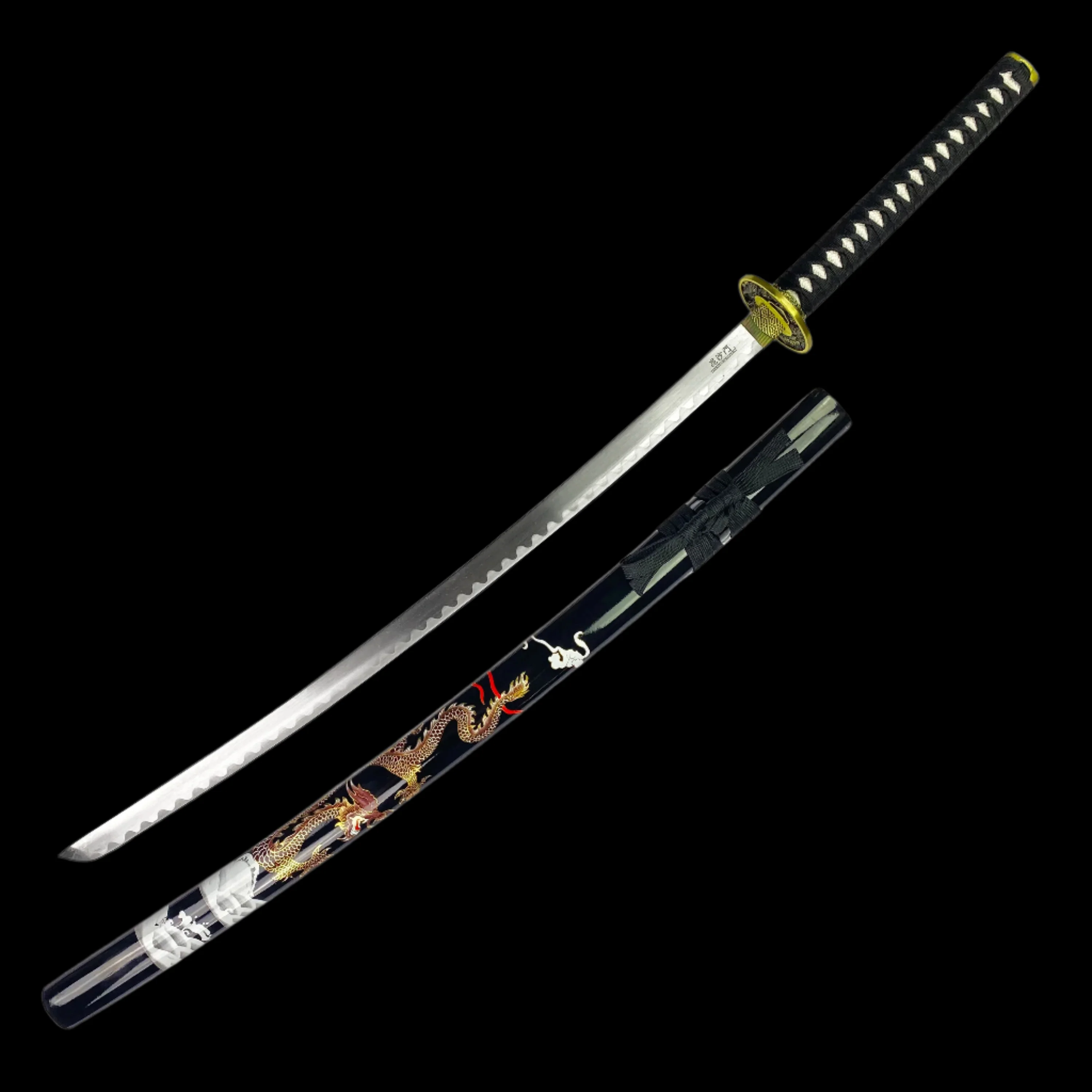 Bishamon Samurai Sword Black Dragon Scabbard W/ Stand - Image 6