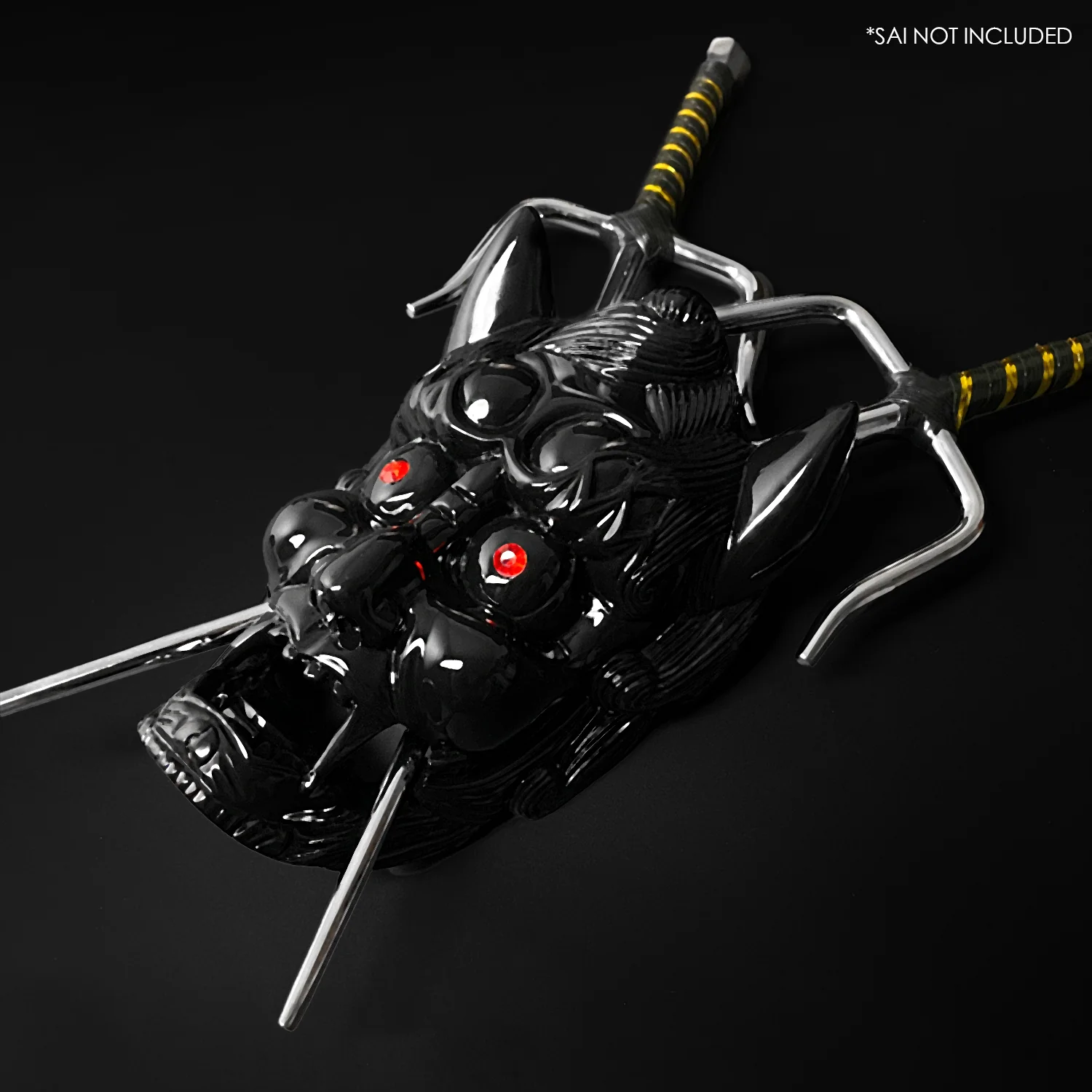 Decorative Black Demon Face Sai Holder - Image 3