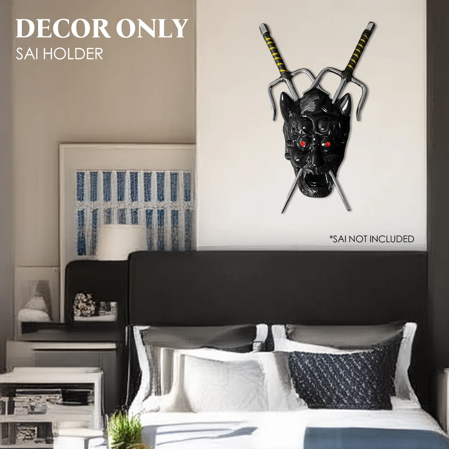 Decorative Black Demon Face Sai Holder - Image 7