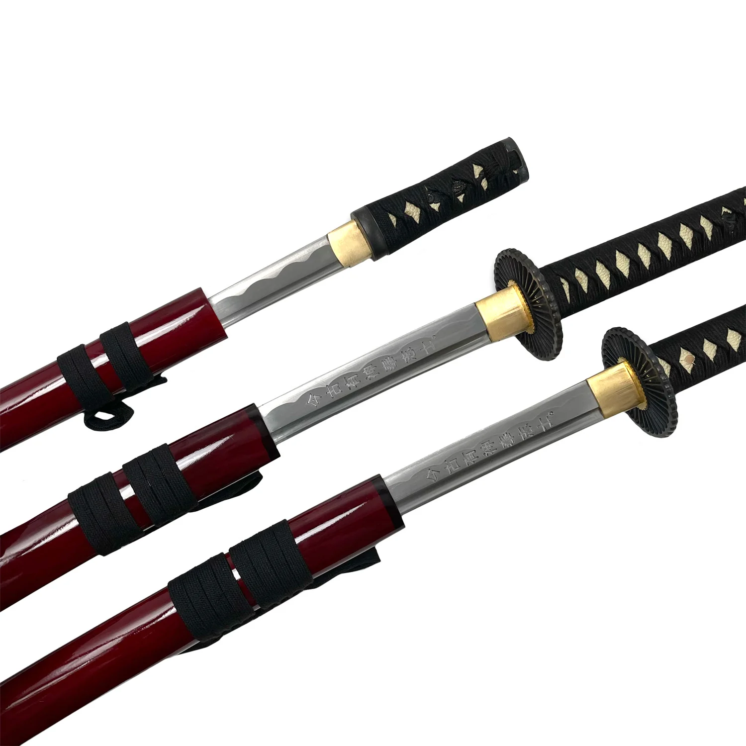 Musha Burgundy 3 PCS Samurai Sword Set w/ Stand - Image 3