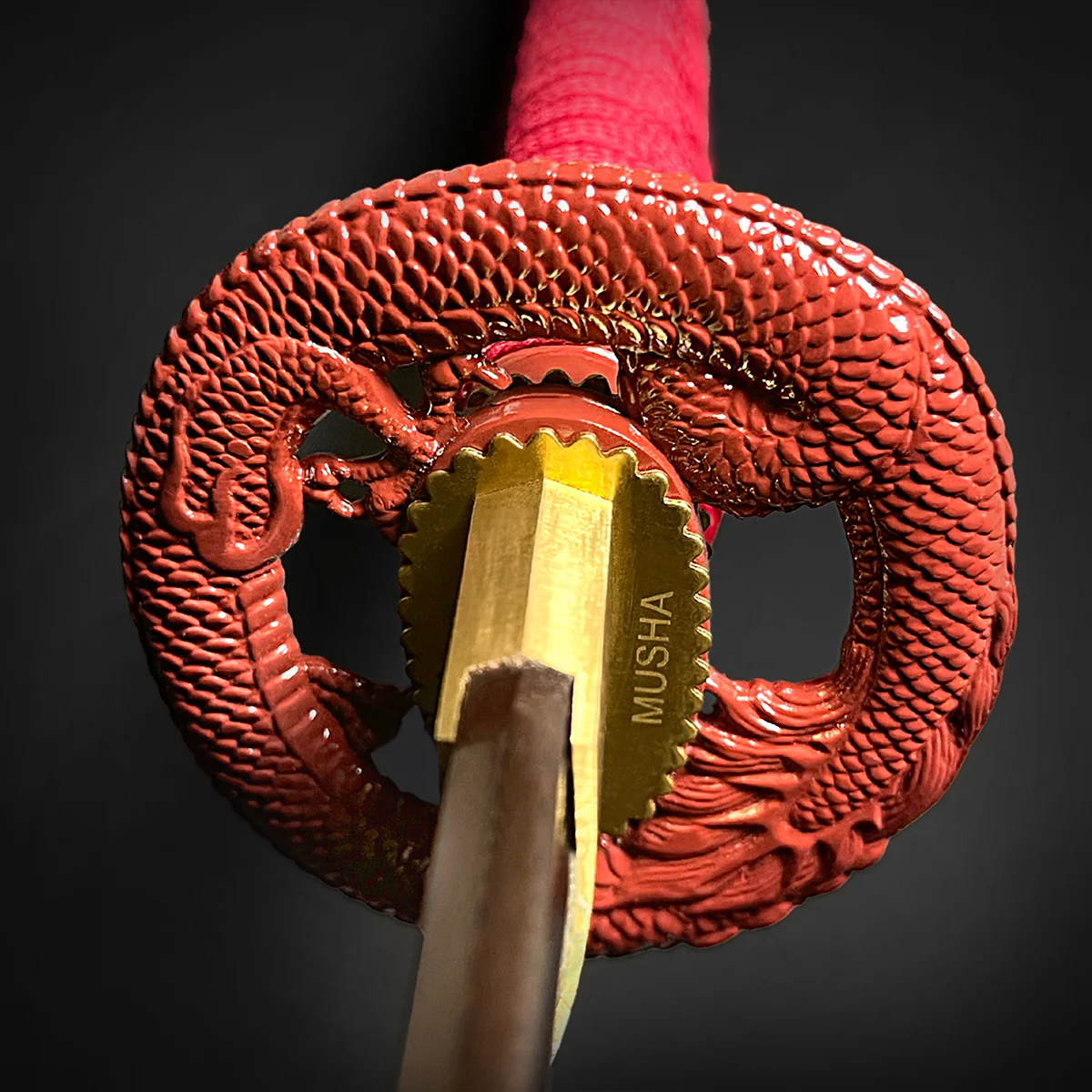 Musha "Dragon" Red Damascus Pattern Samurai Sword - Image 4