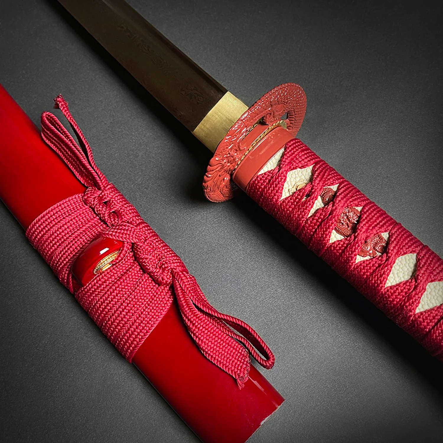 Musha "Dragon" Red Damascus Pattern Samurai Sword - Image 5
