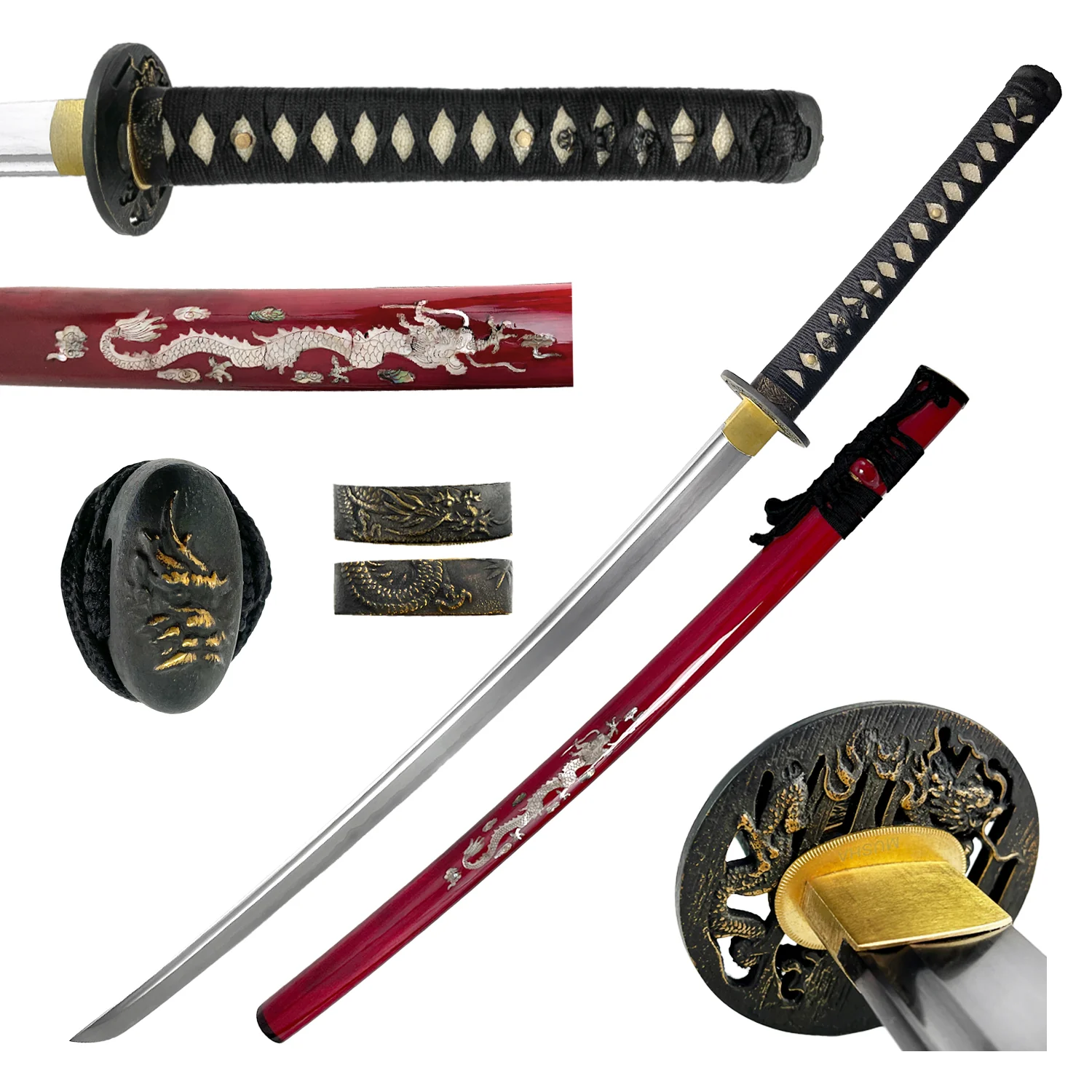 Musha "Pearl Dragon" Red Katana - Image 2